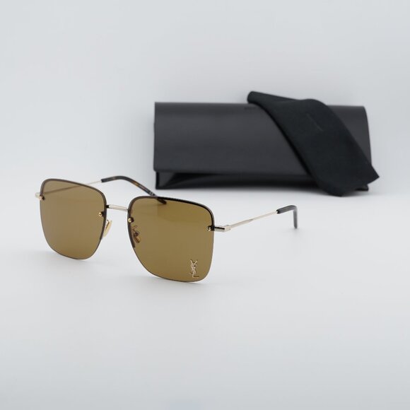 Saint Laurent SL 312 M 014 Square Sunglasses - Gold\\Brown main image 8